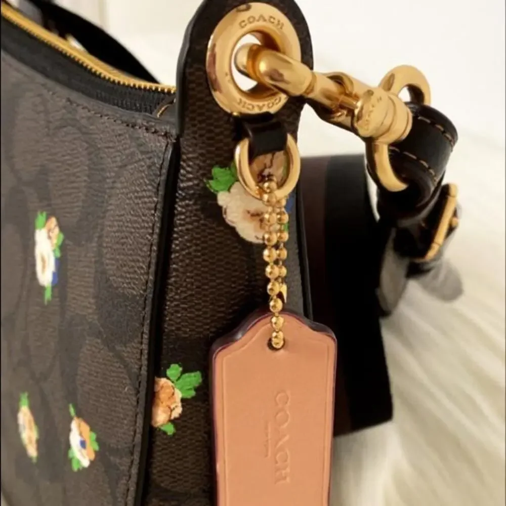 New Coach Jes Baguette In Signature Canvas With Vintage Mini Rose - Picture 8 of 11